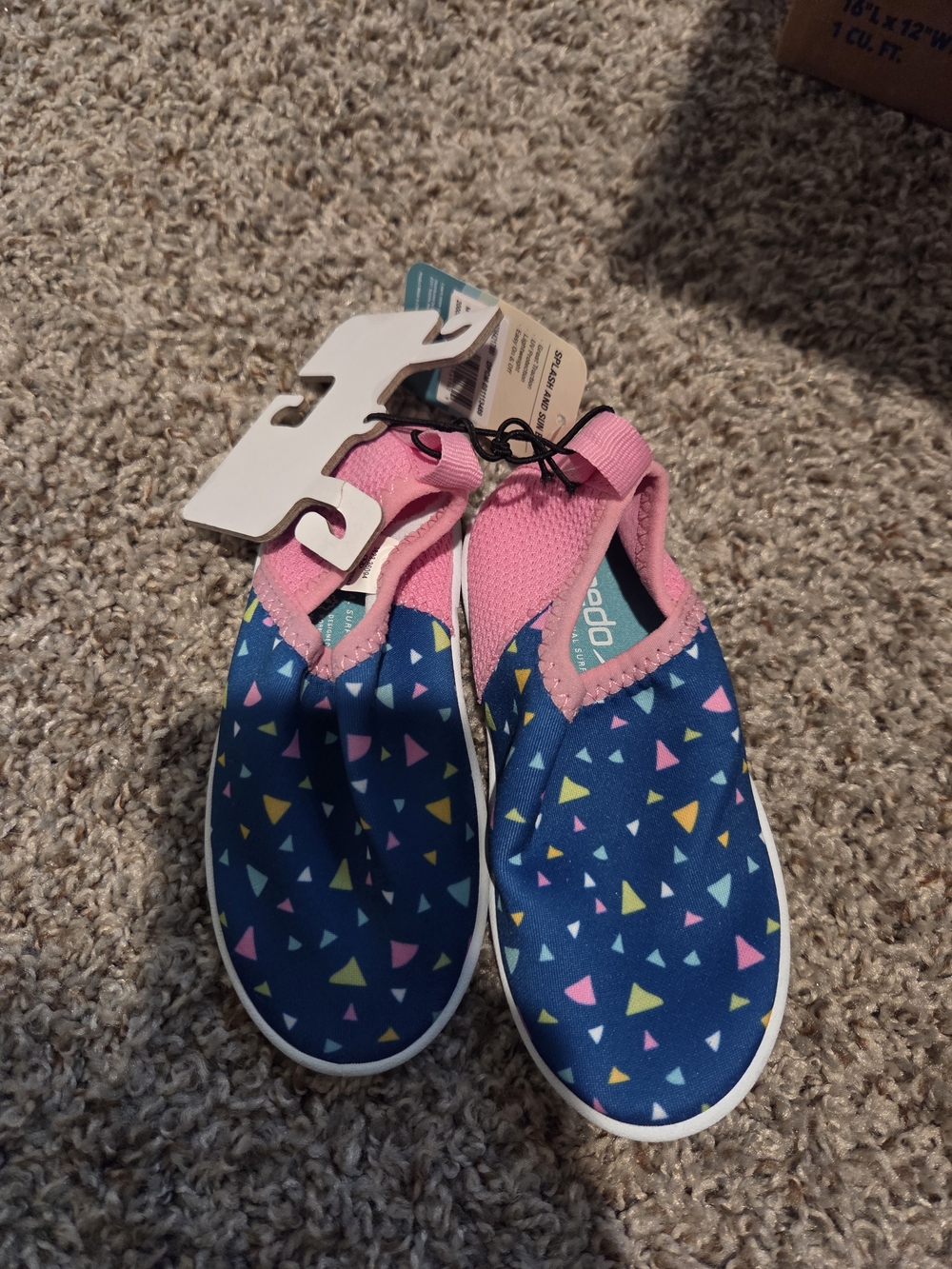 Kids Slip-On Water Shoes - Blue with Pink Trim Speedo